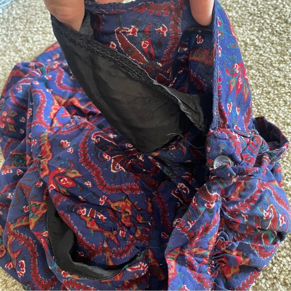 Vintage 90s Floral Midi Long Skirt Women’s 6 Navy Medallion Flowy Boho Cottage - Picture 10 of 13